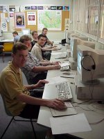 Andrew, Liam, Tim, Ben and Chris weaving HTML
