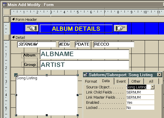 embedding the subform