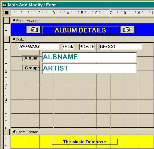 Form based on albums table