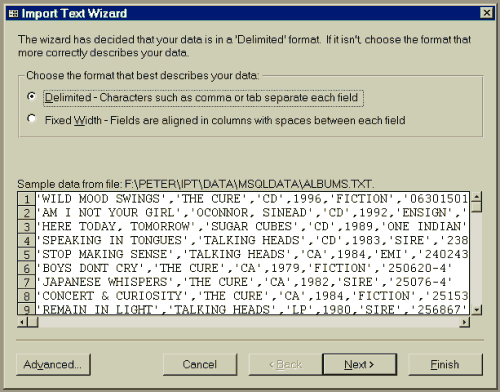 Importing Delimeted Text
