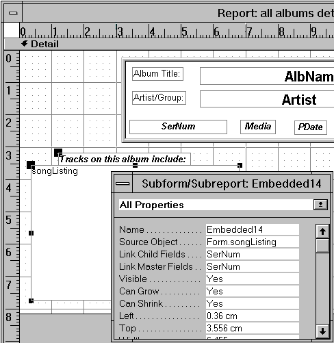 embedding a sub-report in a report