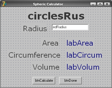 circle Calculator screen