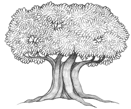 storyteller clipart black and white tree