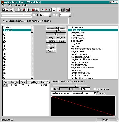 The Buzz wavetable editor